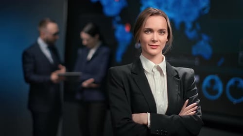 Confident Businesswoman in Modern Office Setting