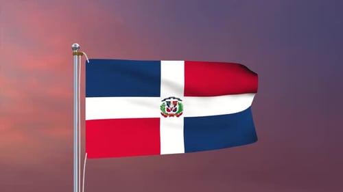 Dominican Republic National Flag Waving Against Sky