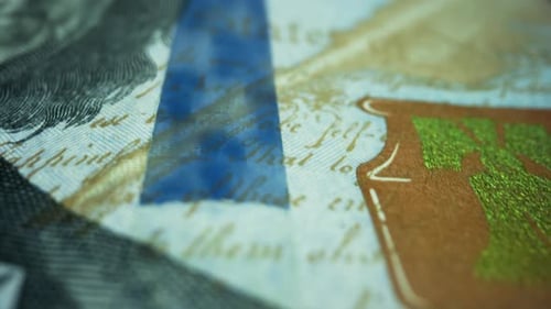 Macro Detail of a One Hundred Dollar Bill