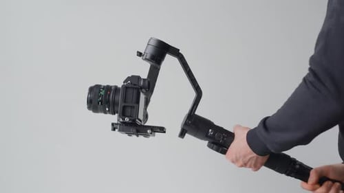 Man using a gimbal. Lock mode demonstration