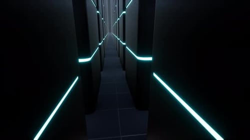 Tecnología de centro de datos, comunicación, inteligencia artificial, animación 3D