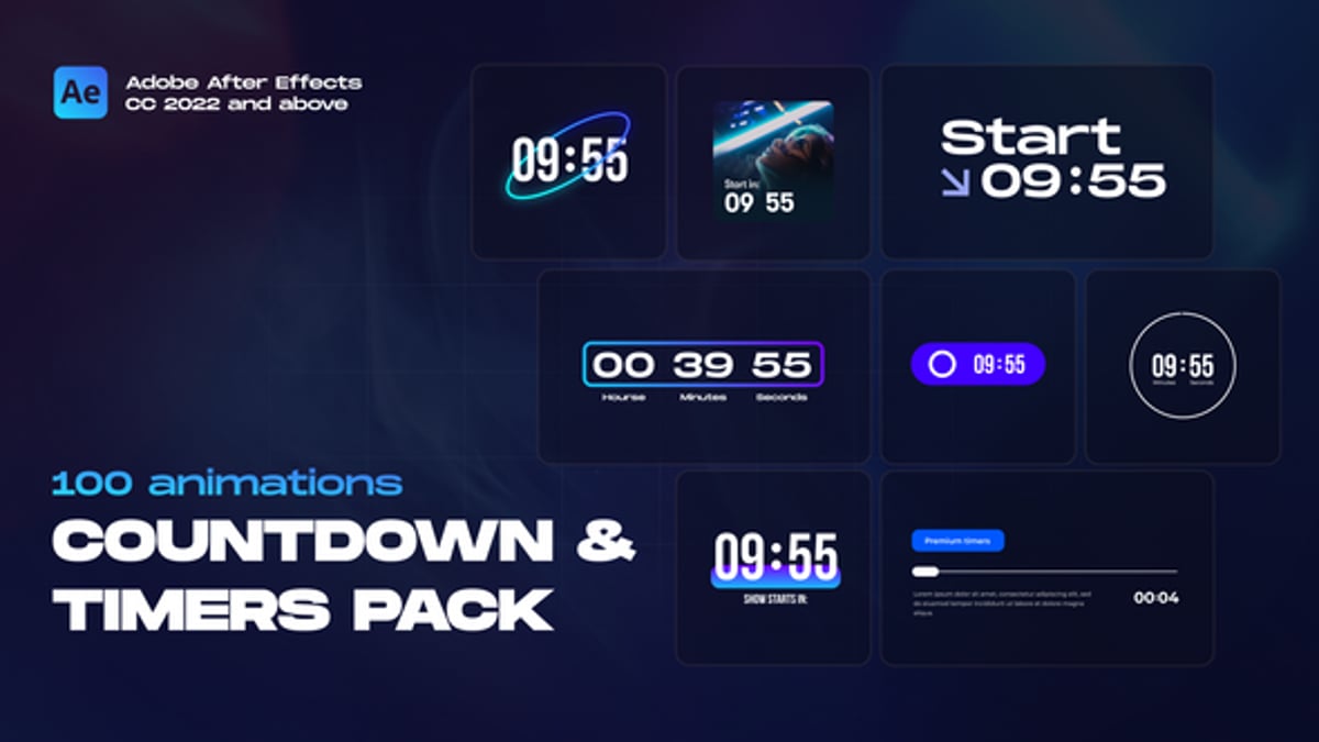 Animated Neon Countdown Timers: Digital UI Elements, Elements ft ...