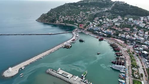 Pirate Harbor aerial view Turkey Alanya 4 K