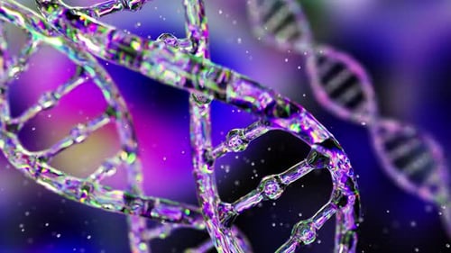 Animated DNA Double Helix in Futuristic 3D Style