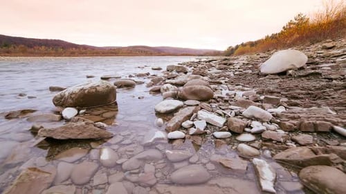 Wild Mountain River Close Up Abundant Clear Stream
