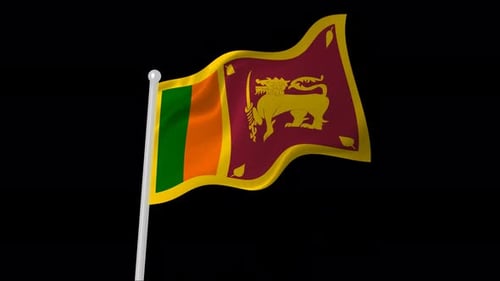 Waving Sri Lanka National Flag Seamless Loop Animation