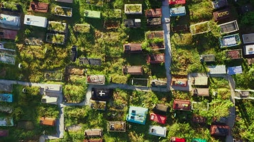 Top down pull away of cemetery in Shillong India