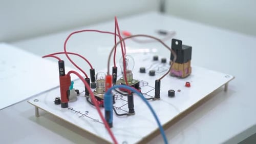 Circuit Board with Wiring on White Table