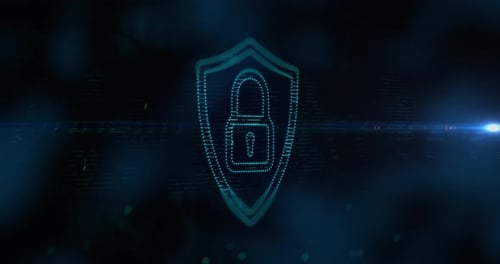 Digital Security Shield Lock Icon Animation