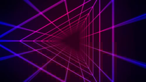 Flying Through a Retro Neon Triangle Grid Tunnel