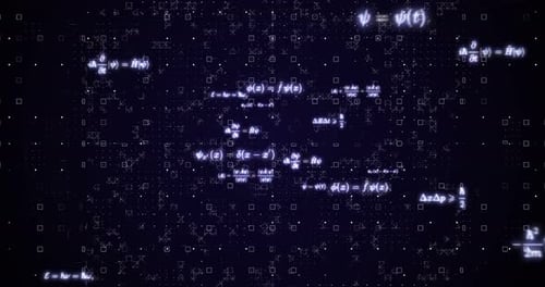 Futuristic Quantum Physics Formulas Digital Background Loop