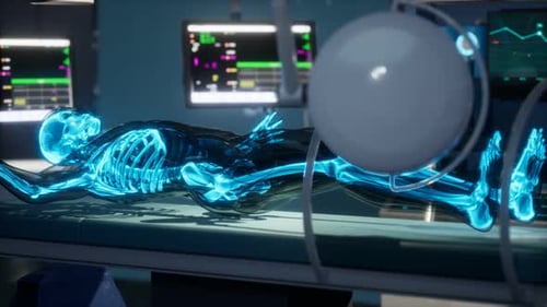 Human Skeleton Bones Scan Exam in Lab