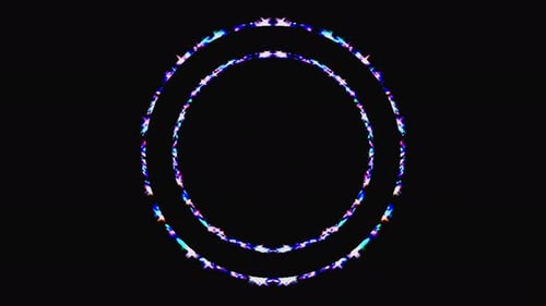 black background. For show, colorful bright ornaments. round shape