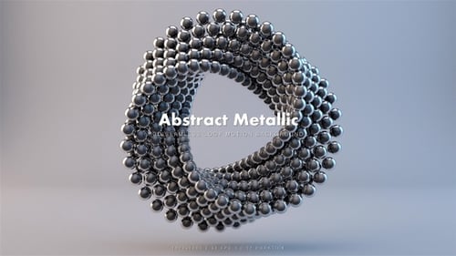 3D Metallic Spheres Abstract Rotating Structure Loop