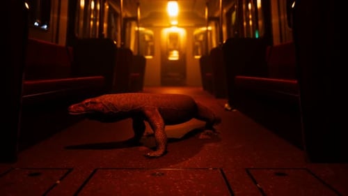 Dragon de Comodo dans la station de métro souterraine