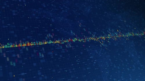 Digital 3d financial chart animation showing growing value of the global stock market.