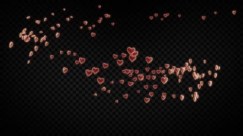 Elegant Flowing Red Hearts Animation Overlay