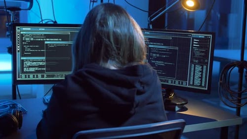 Hacker Creating Computer Virus for Cyber Attack
