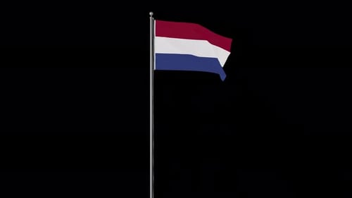 Realistic Netherlands National Flag Waving Loop with Alpha