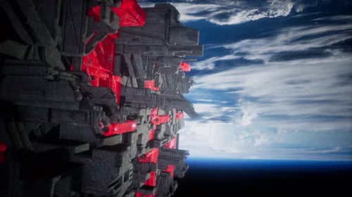 Spaceship with View on Space and Planet Earth