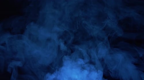 Abstract Swirling Blue Smoke on Black Background