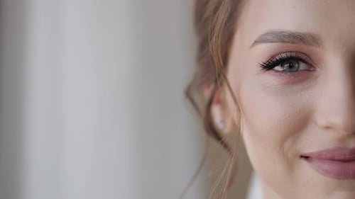 Woman's Elegant Makeup, Close Up Beauty