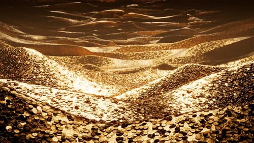 Une énorme quantité de pièces d'or. Les immenses montagnes d'or. Trésor ancien