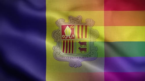 Andorra National and Pride Flag Waving Seamless Loop