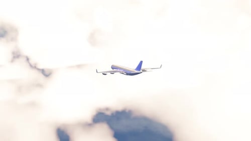 The air plane is flying in cloudy sky.