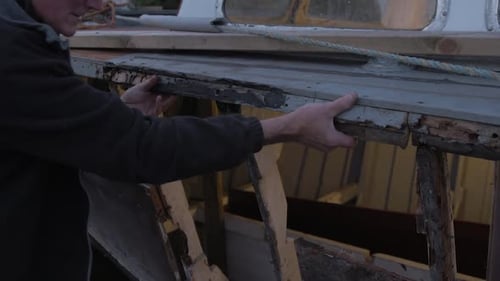 Man Restores Wooden Boat Frame