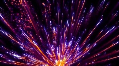 Dynamic Particle Burst with Glowing Lines and Abstract Motion Background