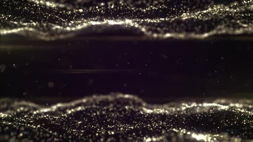 Shimmering Golden Particles Wave Reveal Background