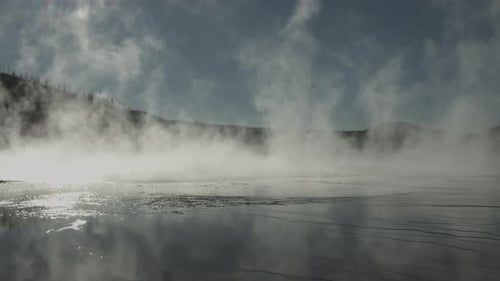 Timelapse of a steaming pond in Yellowstone National Park