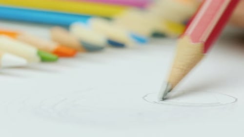 Draw a Simple Pencil on Paper. Video with Shallow Depth of Field