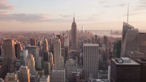4K Aerial Sunset timelaspe of Manhattan skyline - New York - USA