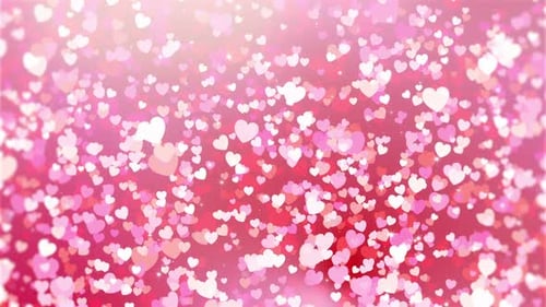 Animated Pink and White Hearts Falling Sparkling Background Loop