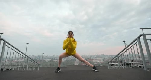 Asian Woman Cardio Exercise Outdoors
