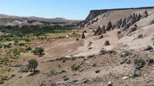 Hoodoos, Fairy Chimneys and Sedimentary Volcanic Rock Formations in Eroded Stone Valley