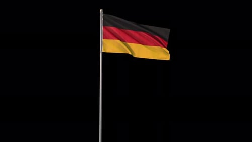 Realistic Waving German Flag on Flagpole Animation