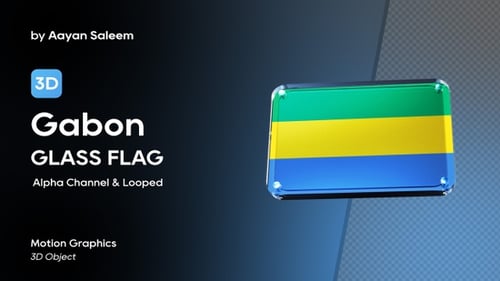 3D-Glasabzeichen mit Flagge von Gabun