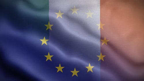Waving European Union Flag with National Tricolor Loop