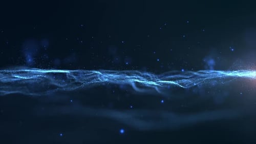 Futuristic Blue Particle Wave Flowing Digital Background