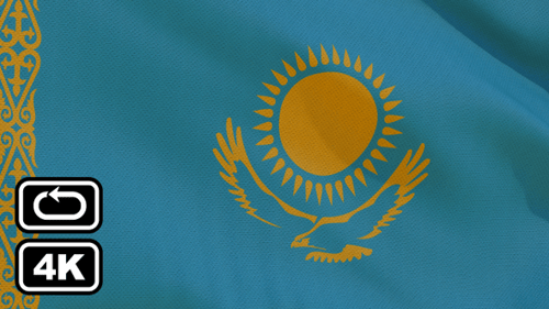 Realistic Kazakhstan National Flag Waving Animation