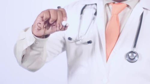 Doctor Writes On Transparent Glass Shut Up