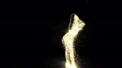 Abstract Golden Particle Dancing Silhouette Loop