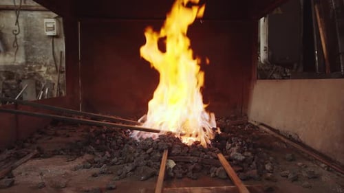 Bright White and Yellow Flames From Forge