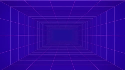 Virtual reality tunnel on metaverse background. Matrix data visualization.