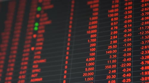 Stock market price board in economic crisis.