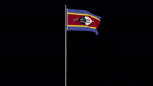 Eswatini National Flag Waving Animation on Pole