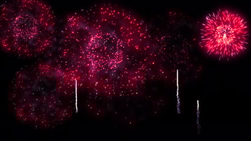 Sparkling Red Fireworks Explosions for Festive Celebrations